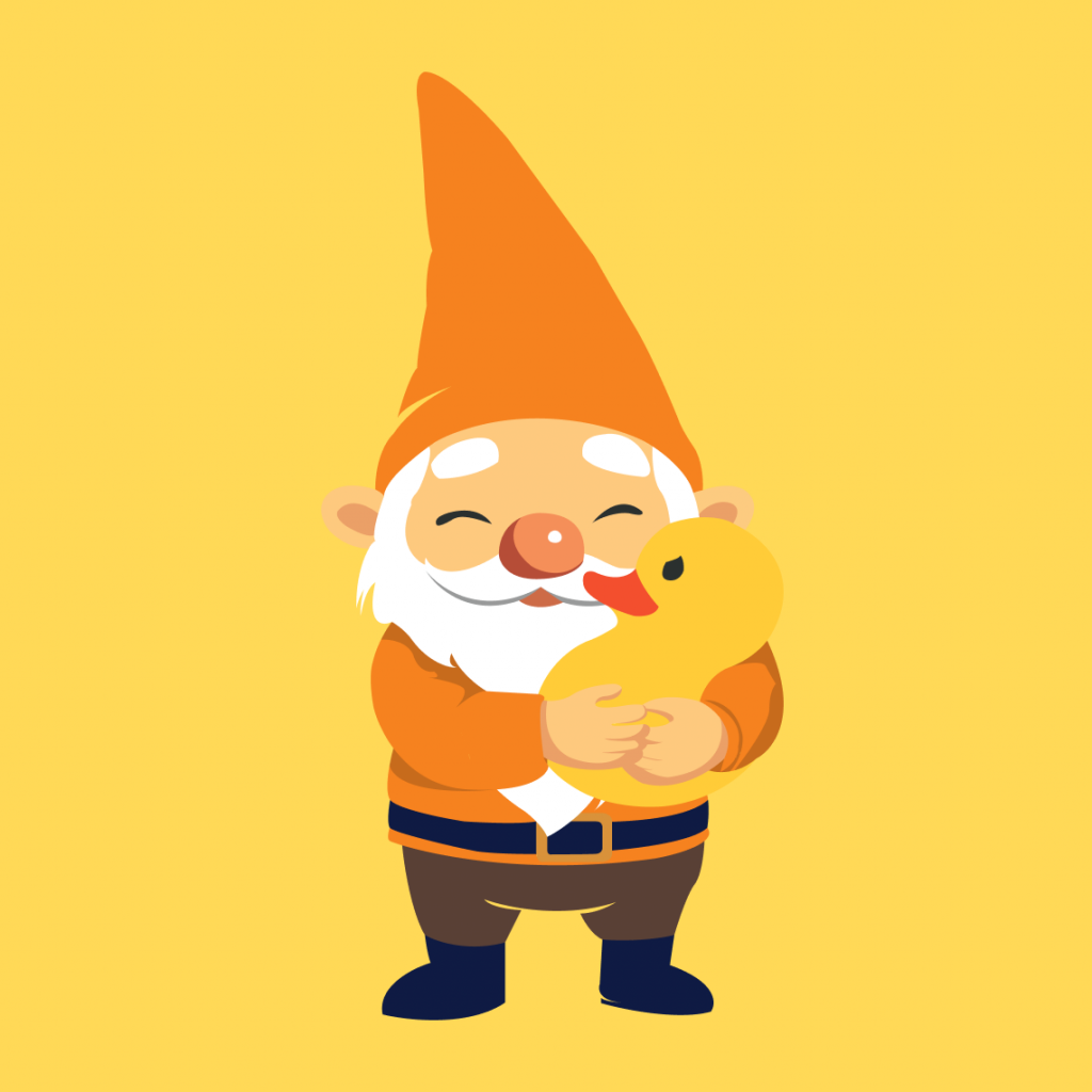 Mascota de la empresa SEAL maquinaria abrazando un patito de goma, simbolizando la relación entre Quacklity y SEAL