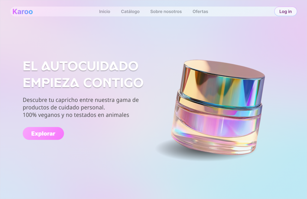 Imagen de ejemplo de un diseño web desarrollado por Quacklity donde se emplea el estilo "glassmorphism"